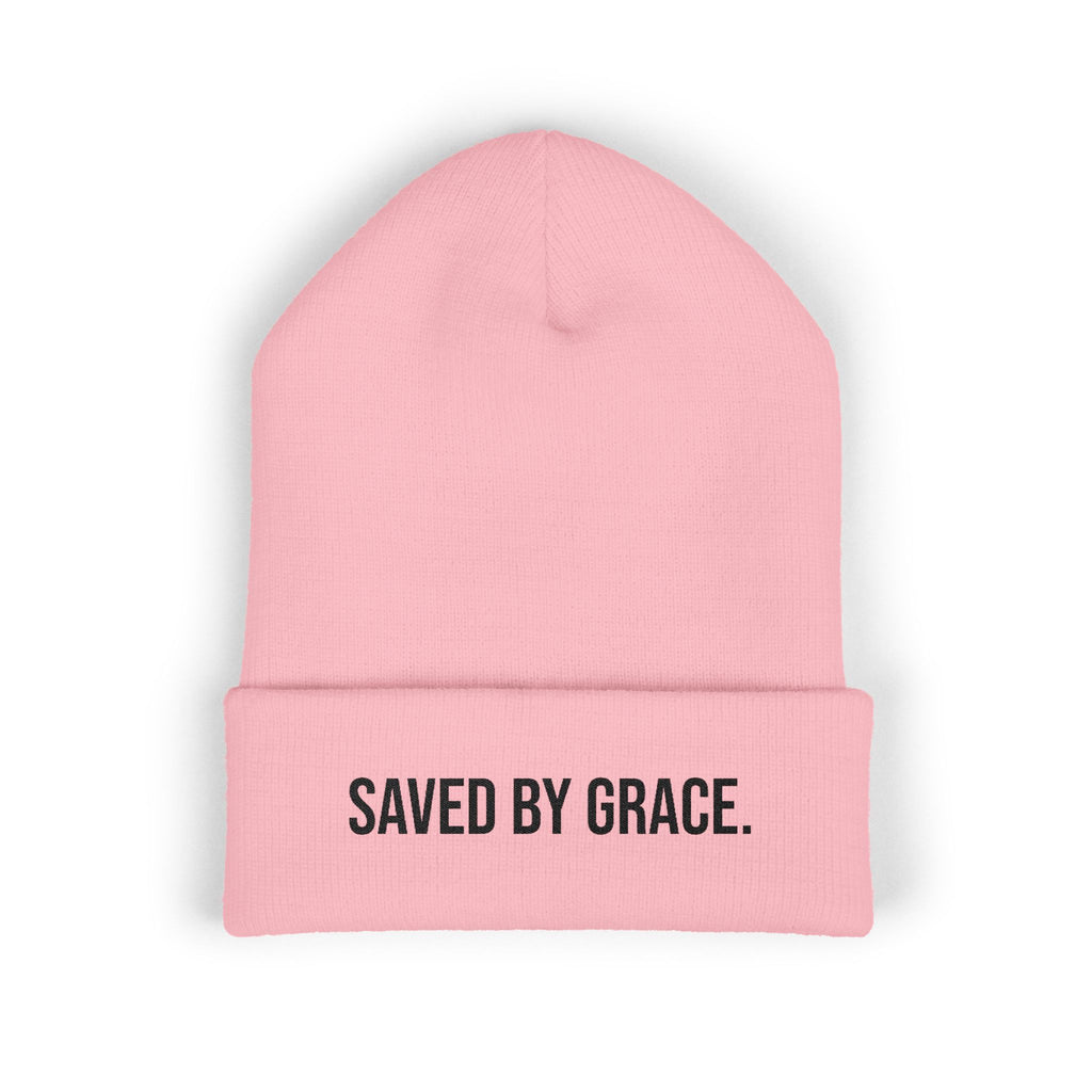 'Saved By Grace' Embroidered Cuffed Beanie