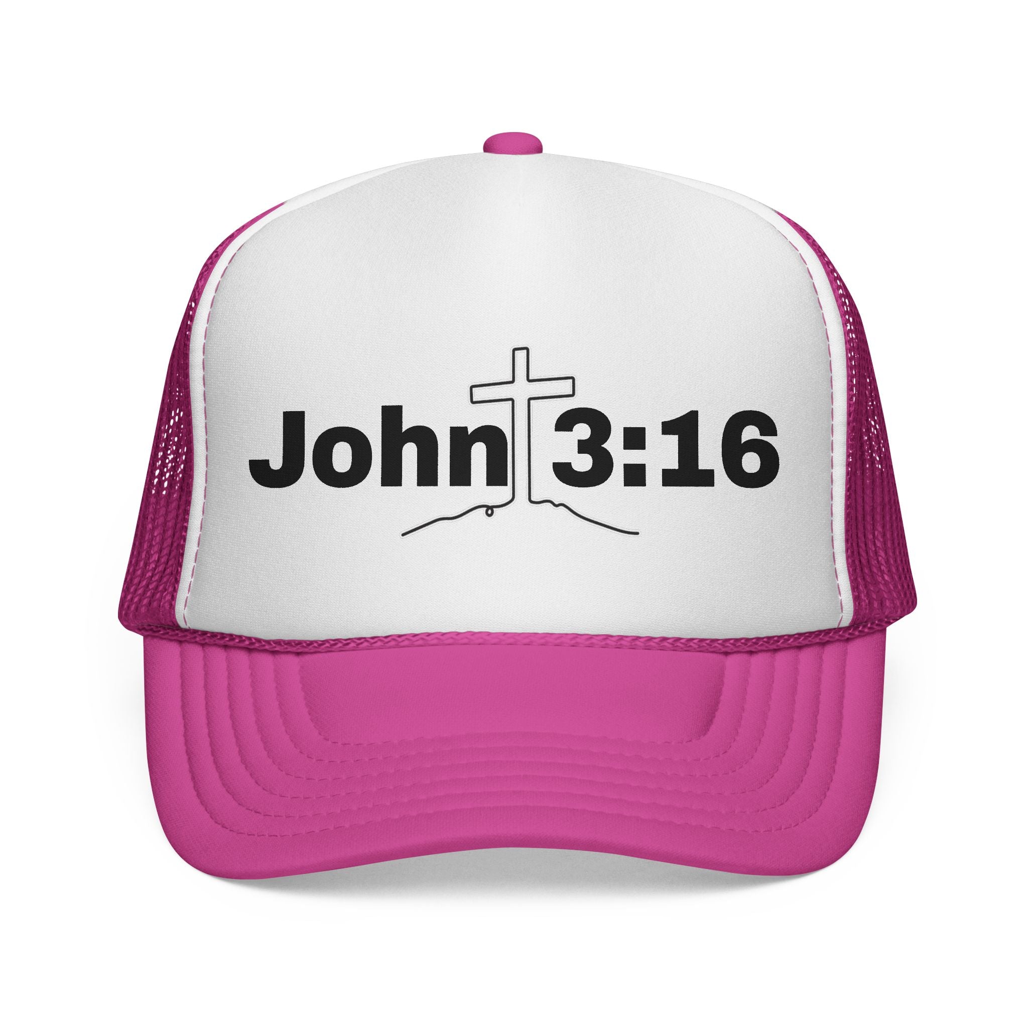 John 3:16 Trucker Hat — Christian Faith Mesh Cap with Cross
