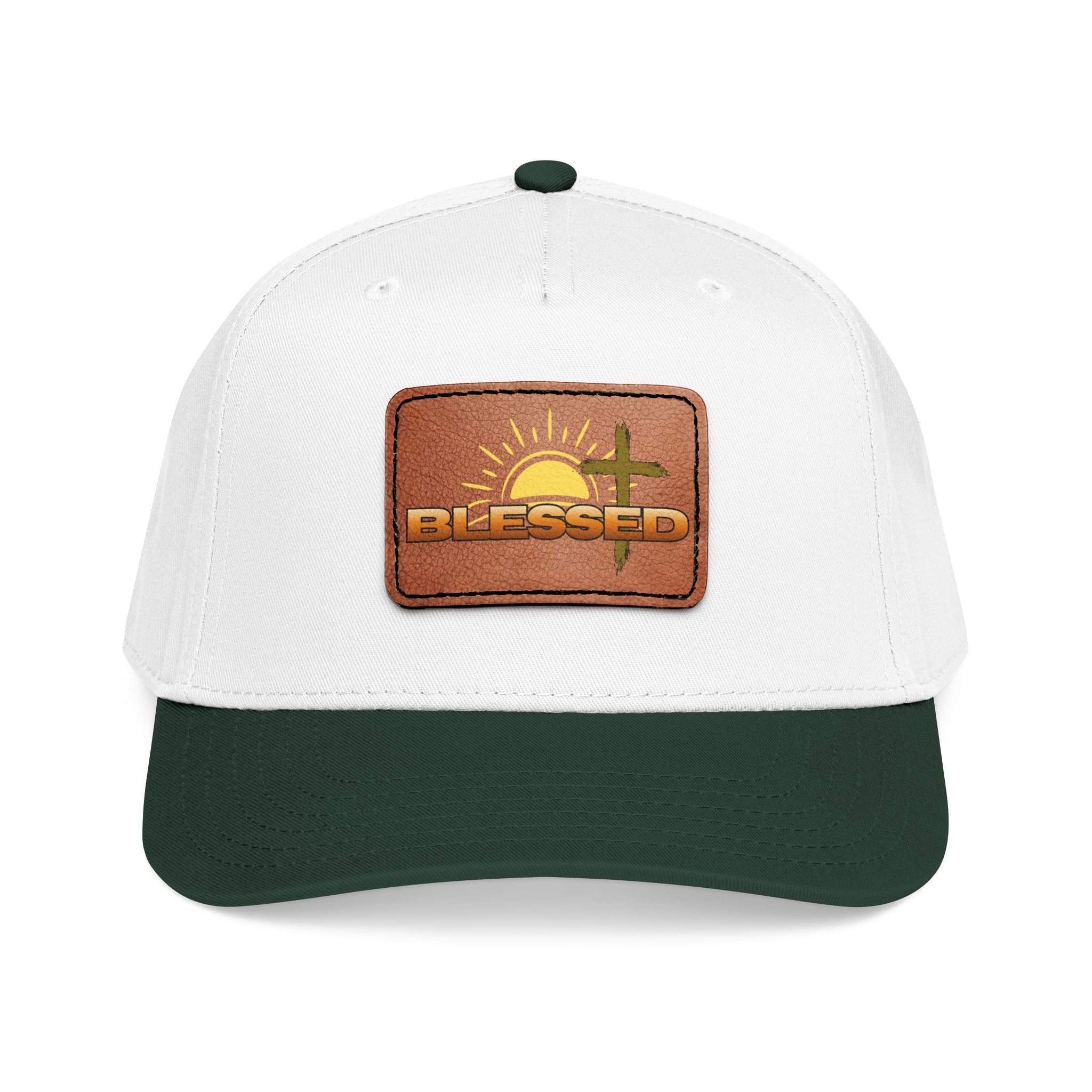 'Blessed' Sunrise Leather Patch Baseball Cap — Sunrise Cross Christian Hat