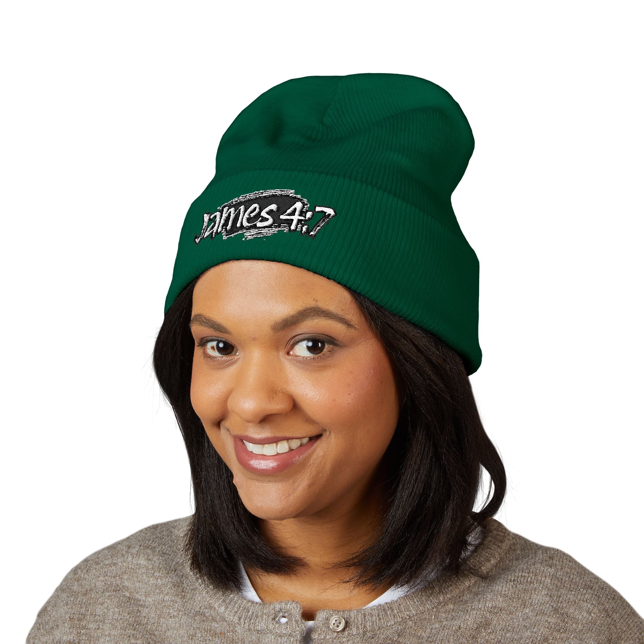 James 4:7 Embroidered Cuffed Beanie