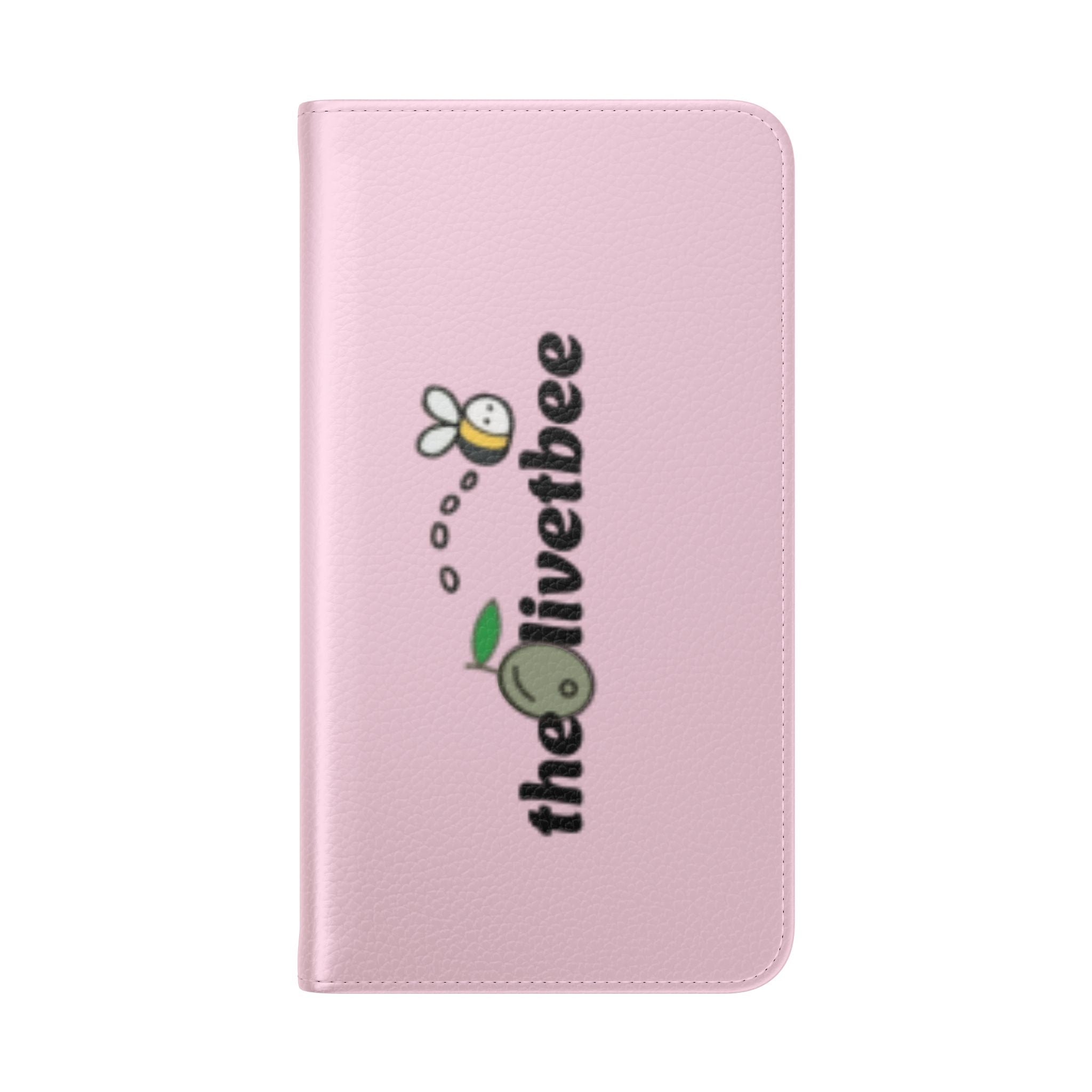 Pink Bee Logo Flip Phone Case — theOlivetbee Wallet Cover