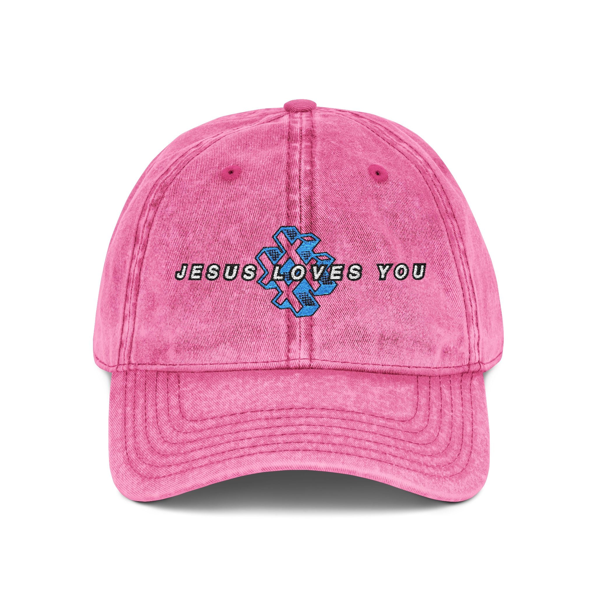 '# Jesus Loves You' Embroidered Vintage Cap