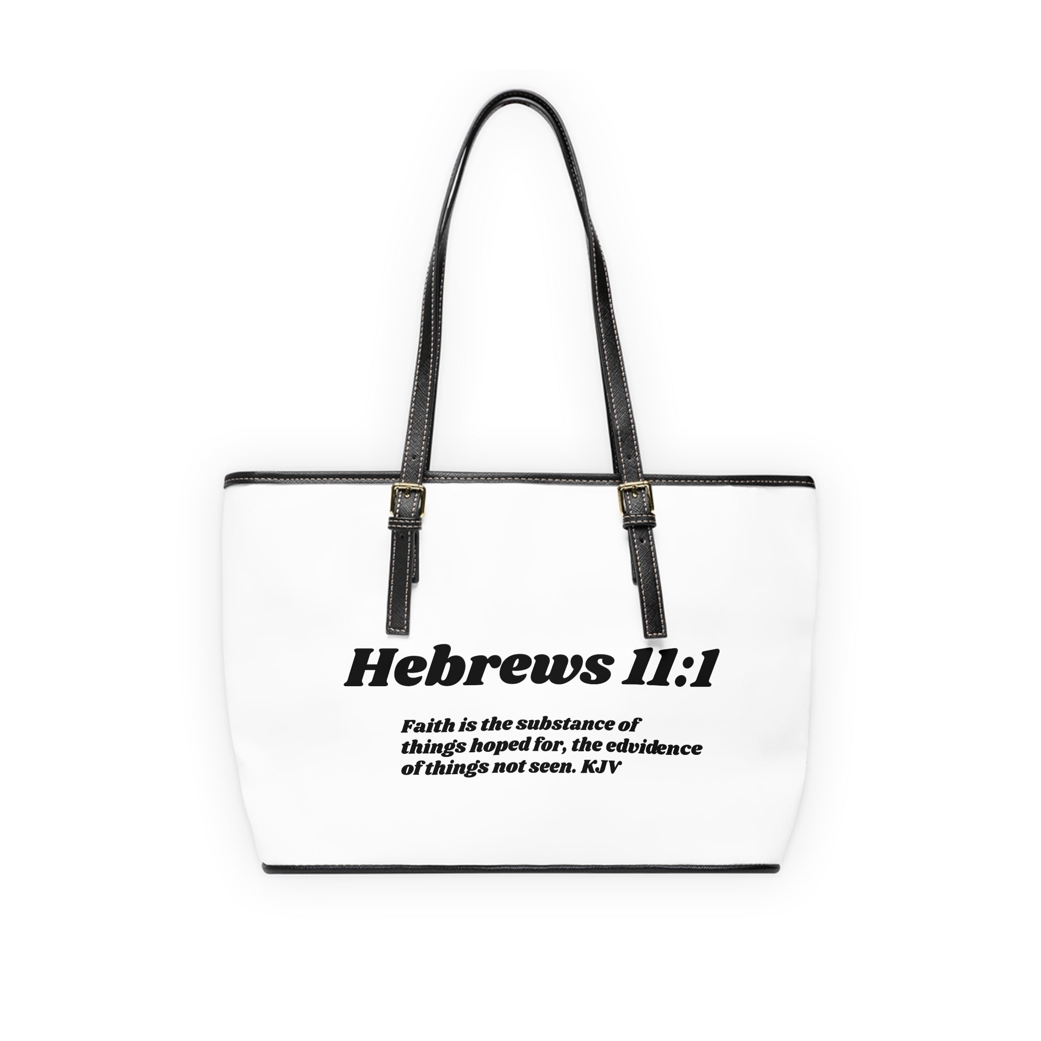 Hebrews 11:1 PU Leather Shoulder Bag — Christian Tote with "theOlivetbee" Logo