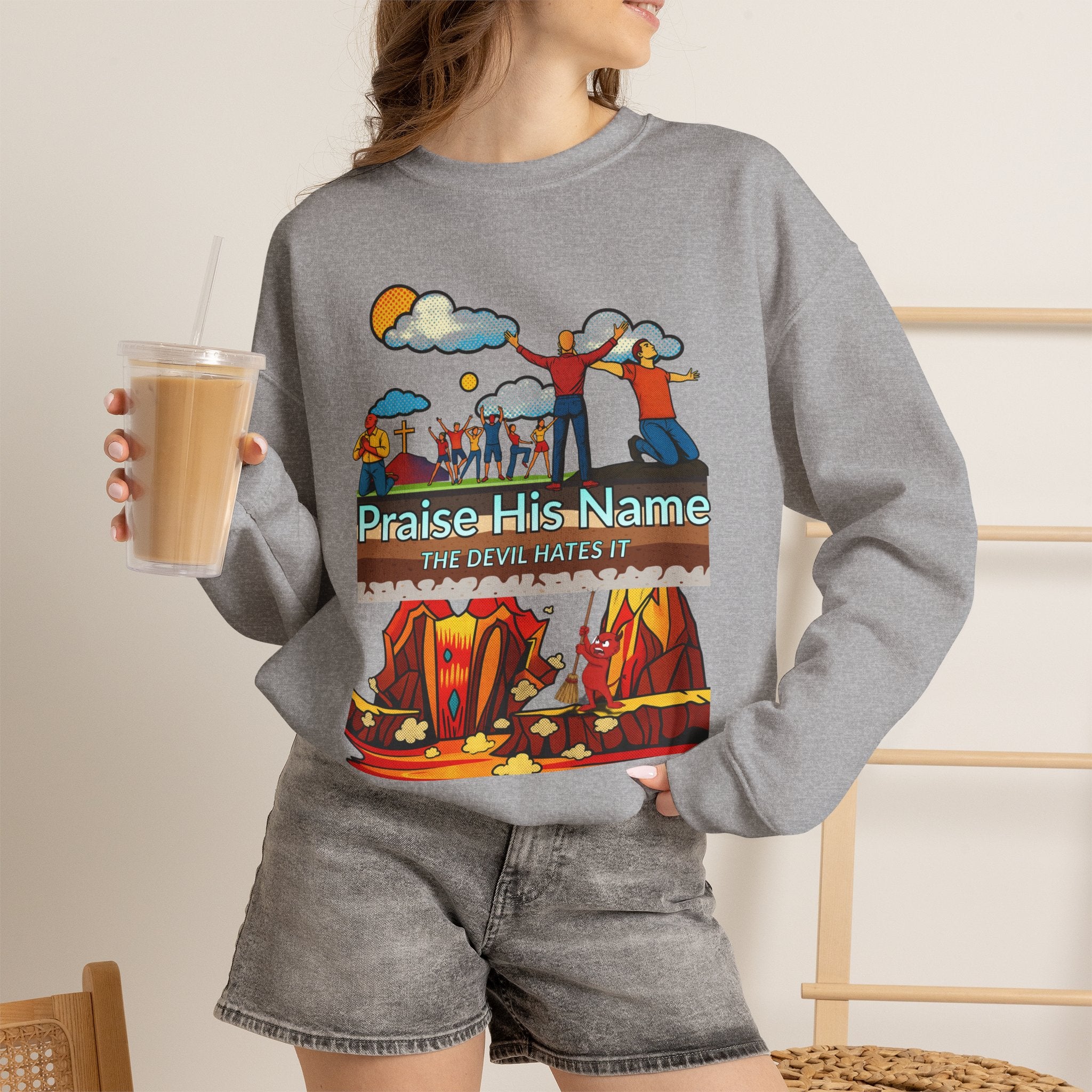 'Praise His Name' — Crewneck Sweatshirt