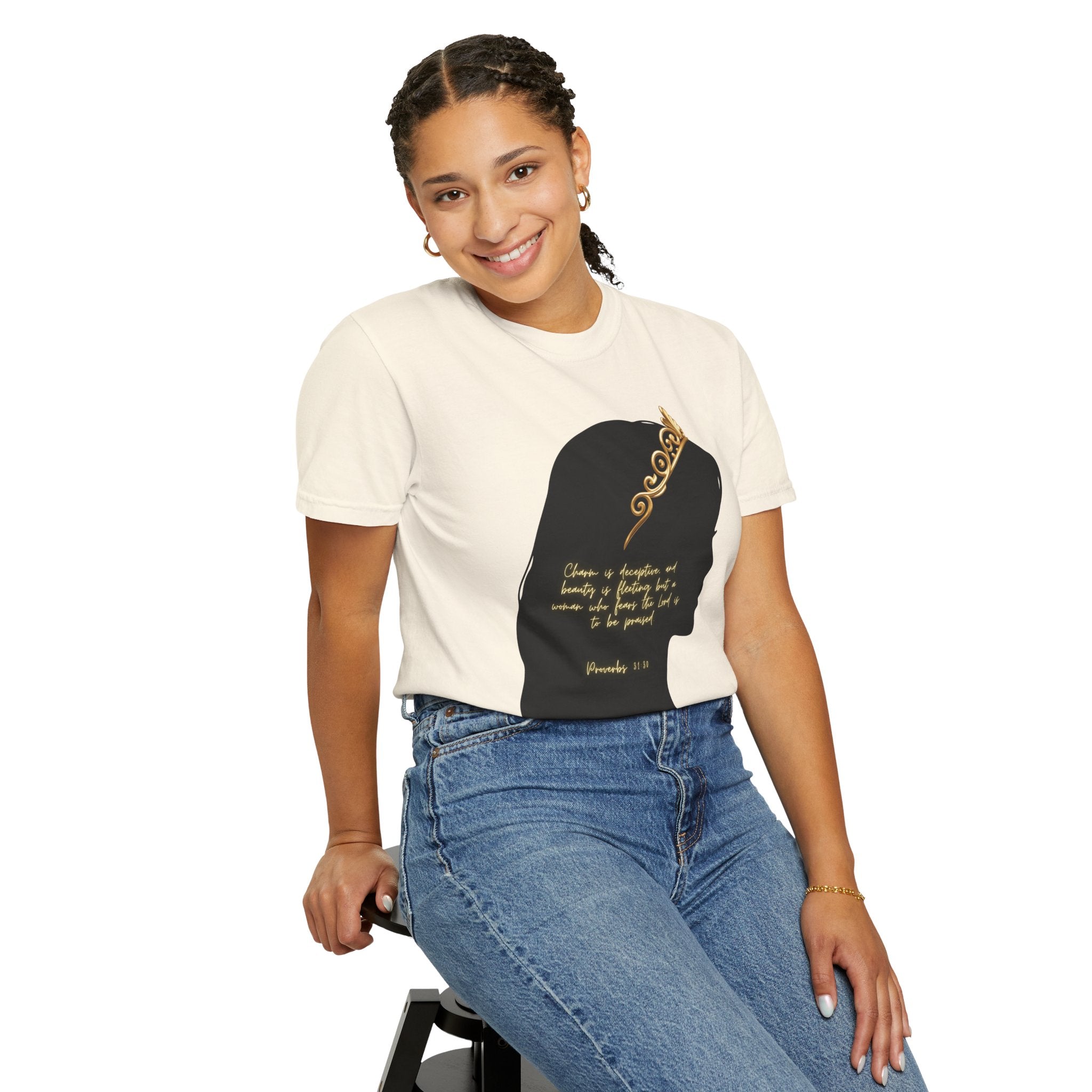 Proverbs 31:30 Gold Crown - T-Shirt