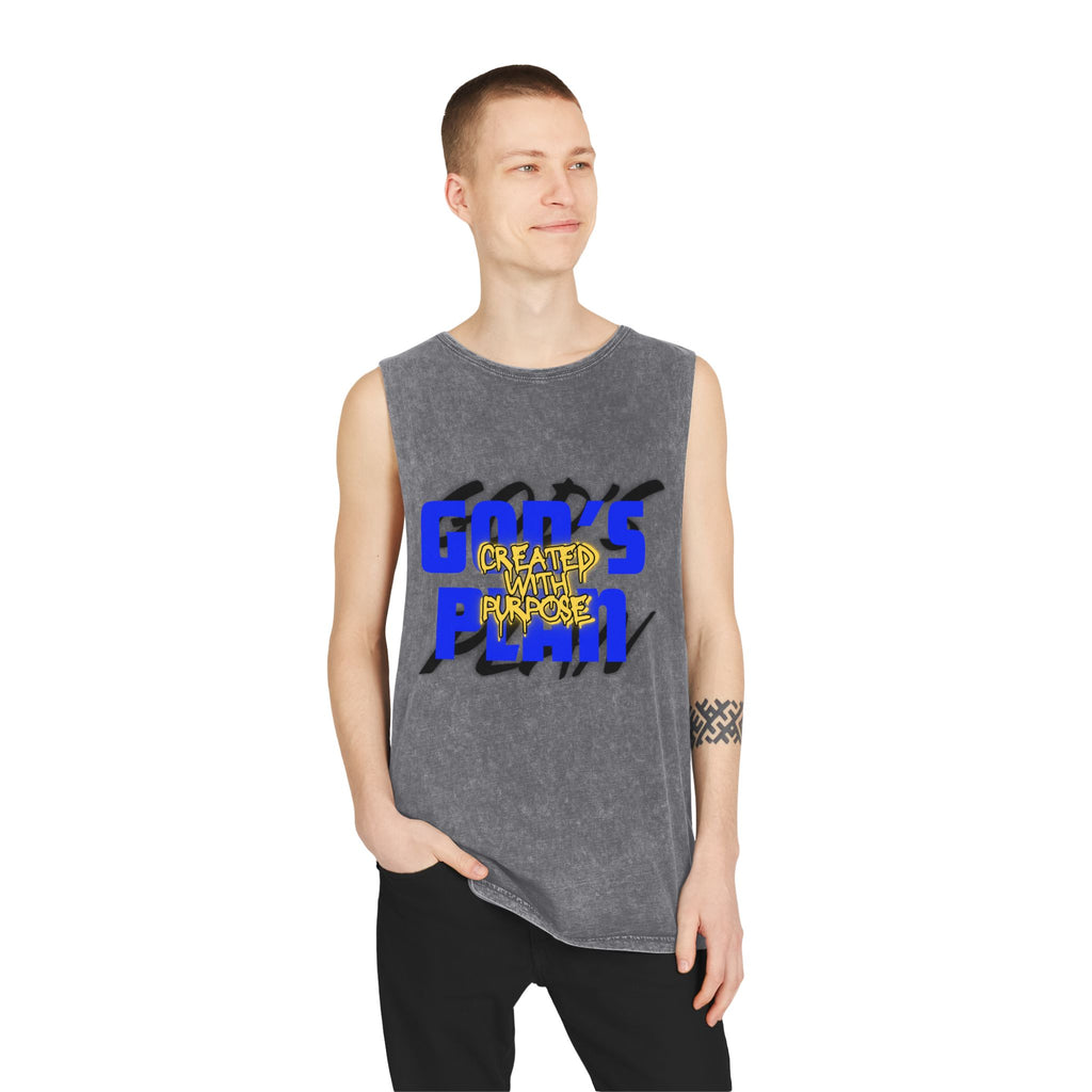 "Created With Purpose" — Graphic Stonewash Muscle Tee