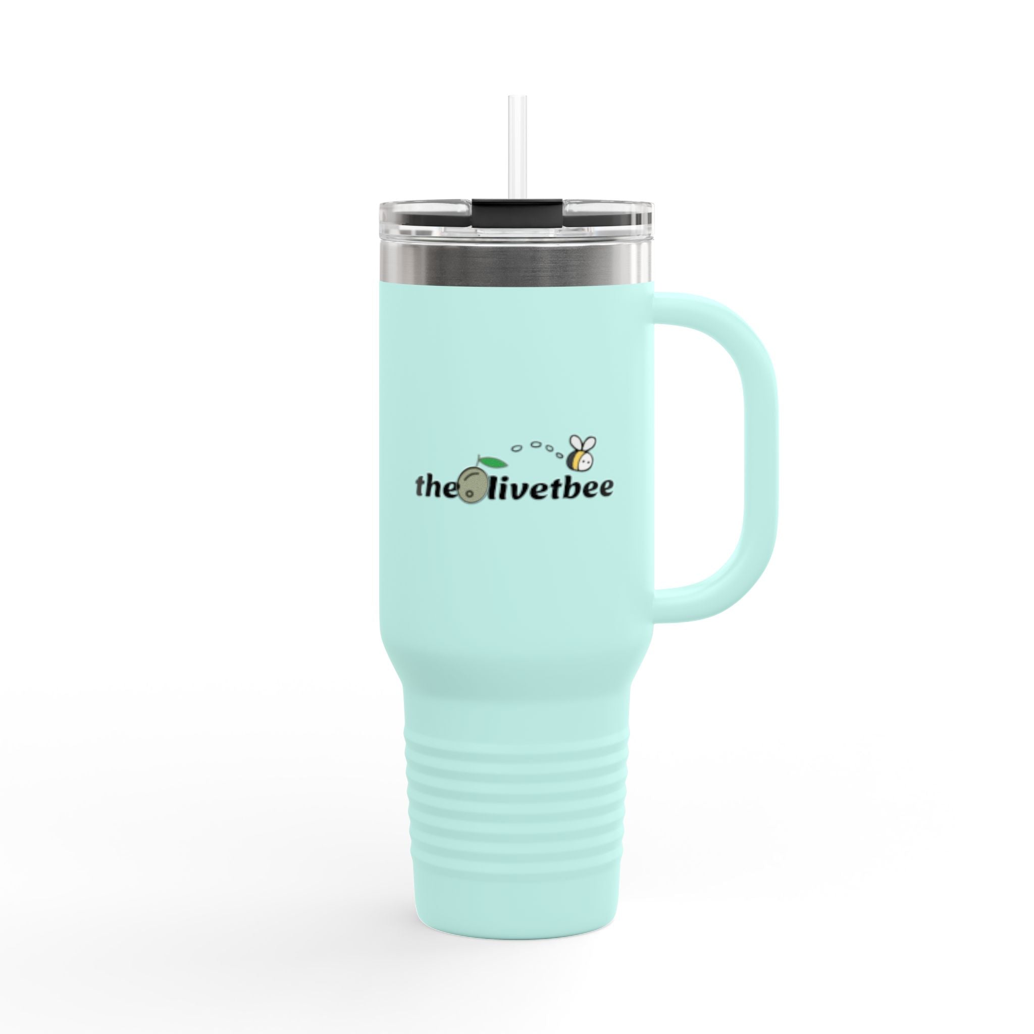 40oz Insulated Travel Mug — "theOlivetbee" Stainless Tumbler with Straw