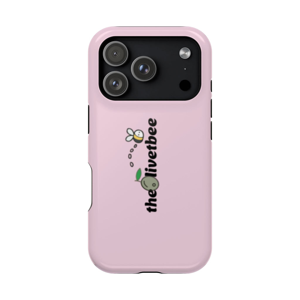 Pink Magnetic Impact-Resistant Phone Case — 'theolivetbee' , Shockproof MagSafe-Compatible Protection