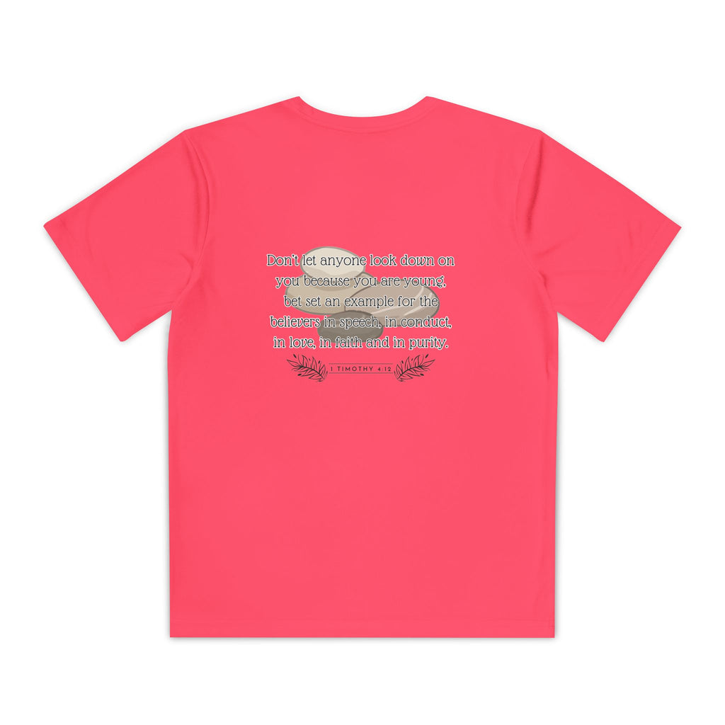 1 Timothy 4:12: 'Small But Mighty' Stones Youth Competitor Tee