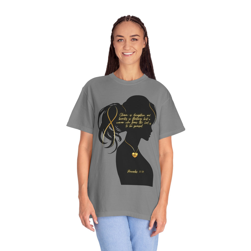 Proverbs 31:30 Gold Heart- T-Shirt