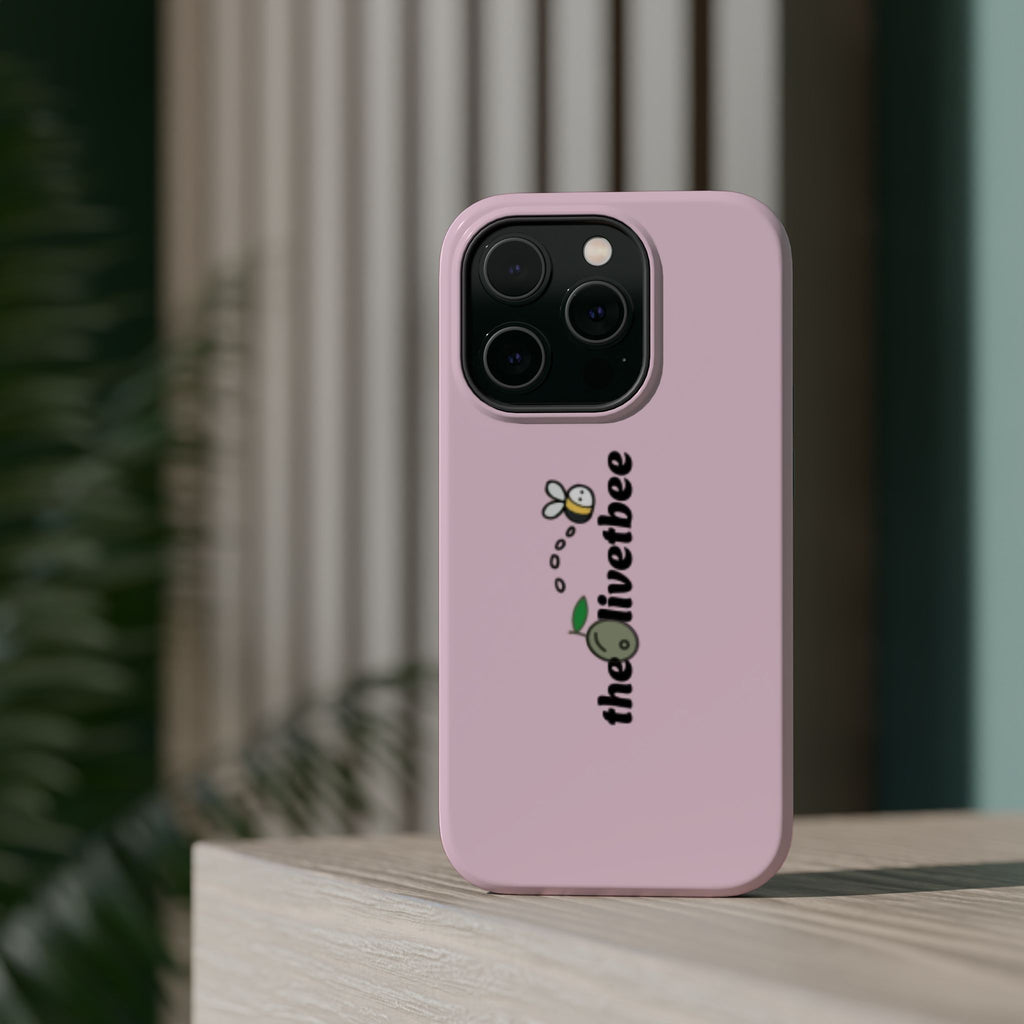 Pink Magnetic Impact-Resistant Phone Case — 'theolivetbee' , Shockproof MagSafe-Compatible Protection