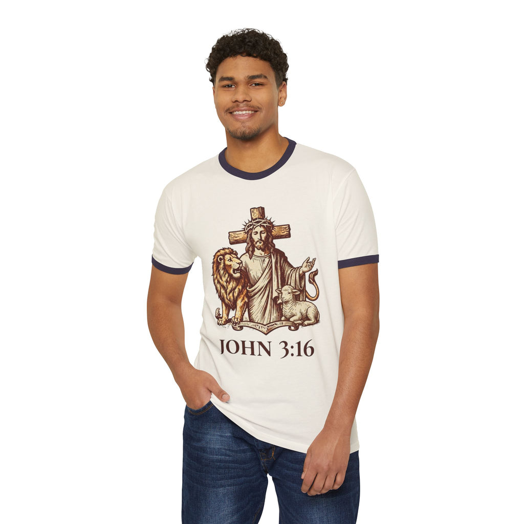 'Jesus The Lion & Lamb' - Ringer T-Shirt