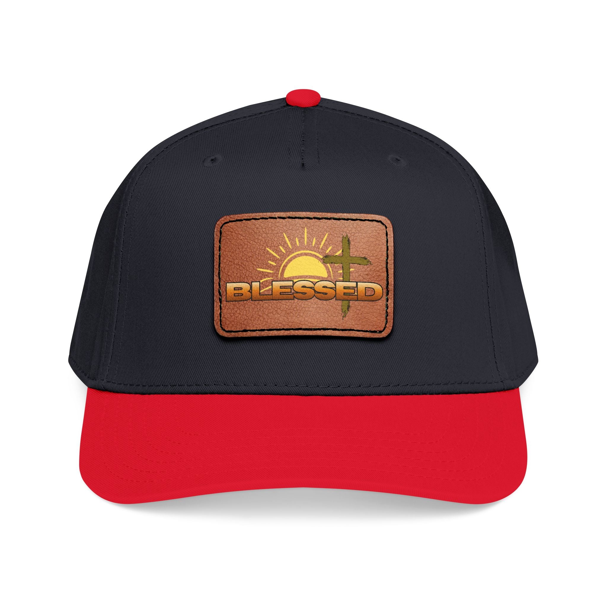 'Blessed' Sunrise Leather Patch Baseball Cap — Sunrise Cross Christian Hat