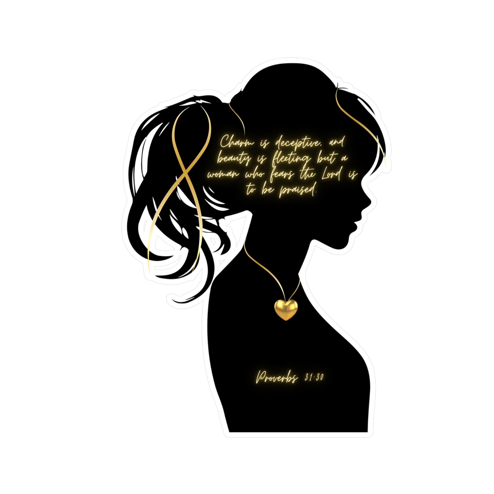 Proverbs 31:30: Gold Heart— Sticker