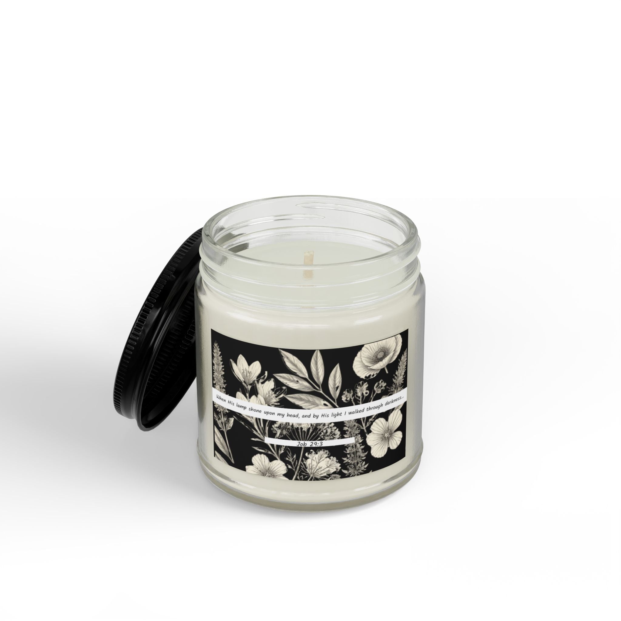 Job 29:3: B&W Botanical Design — Soy Candle (4oz & 9oz)
