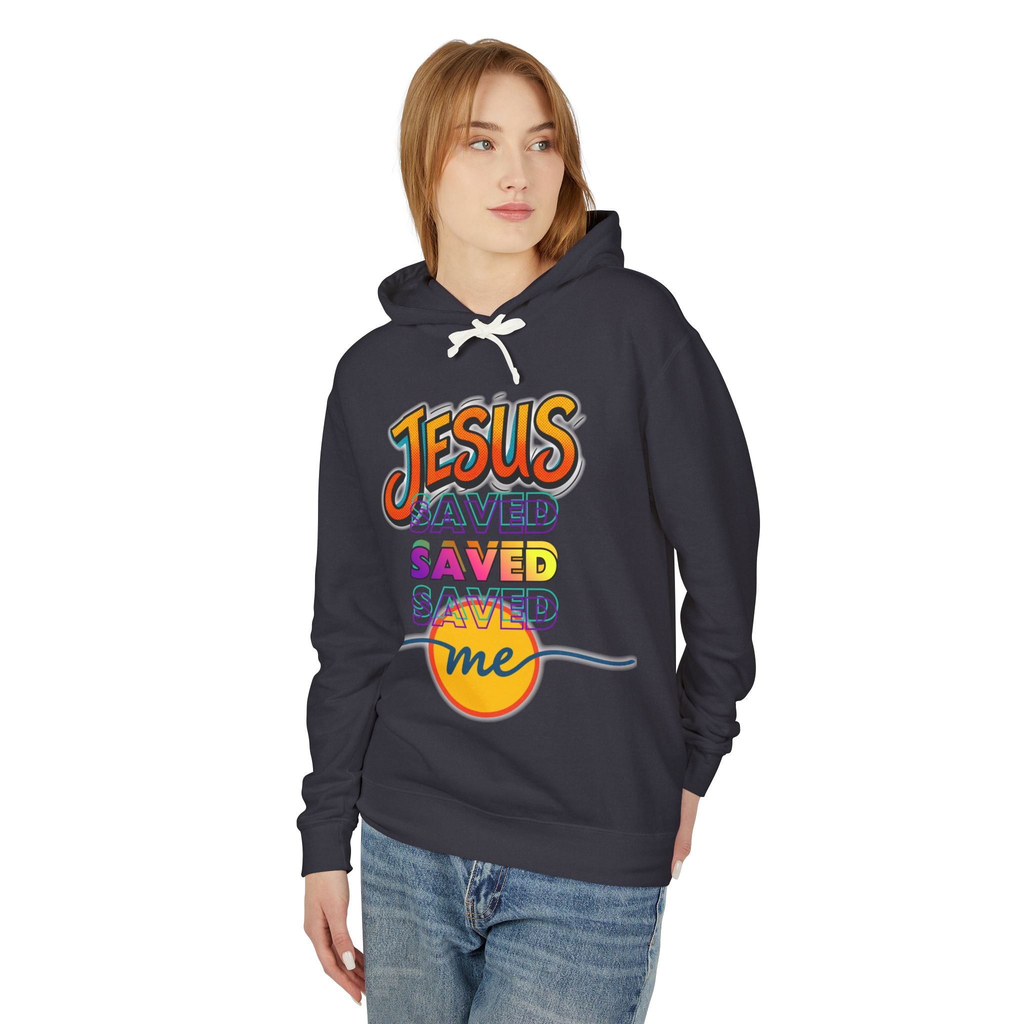 "Jesus Saved Me" Lightweight Hooded Sweatshirt