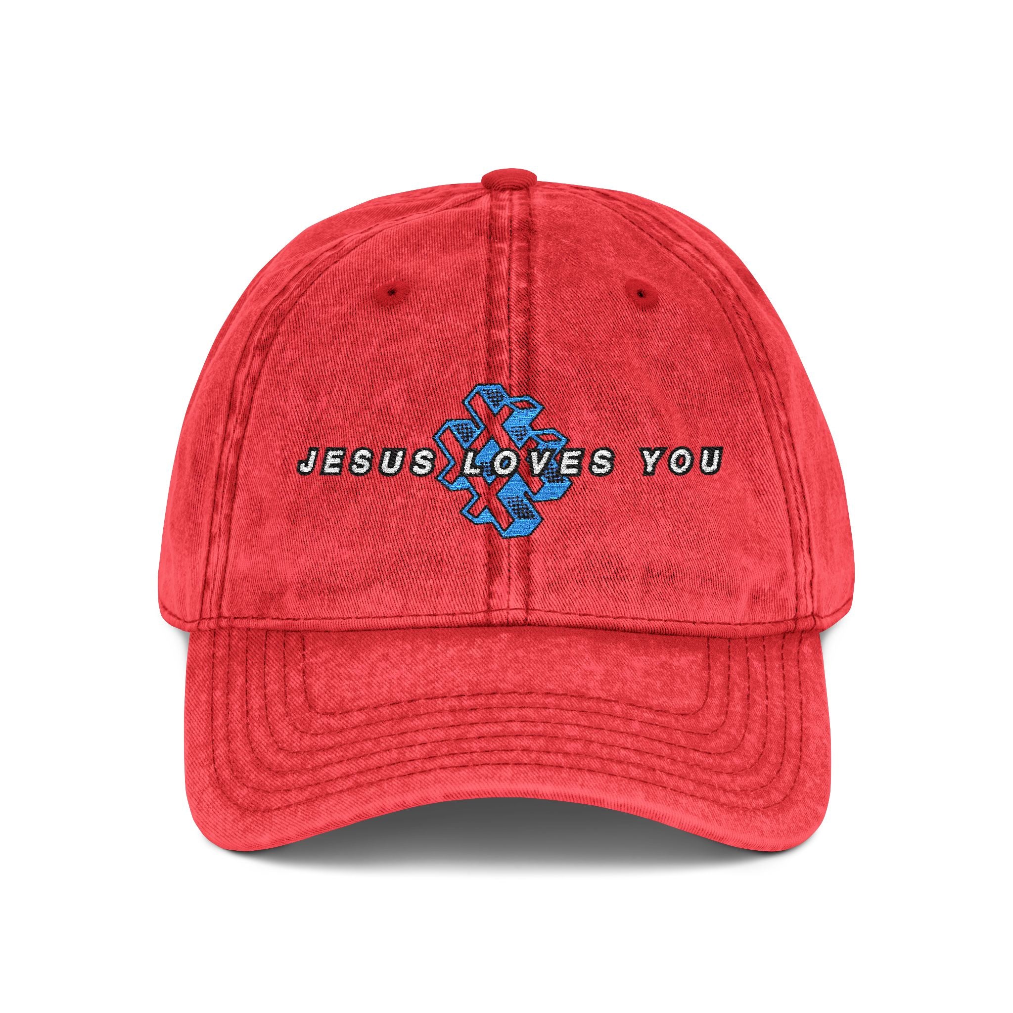 '# Jesus Loves You' Embroidered Vintage Cap