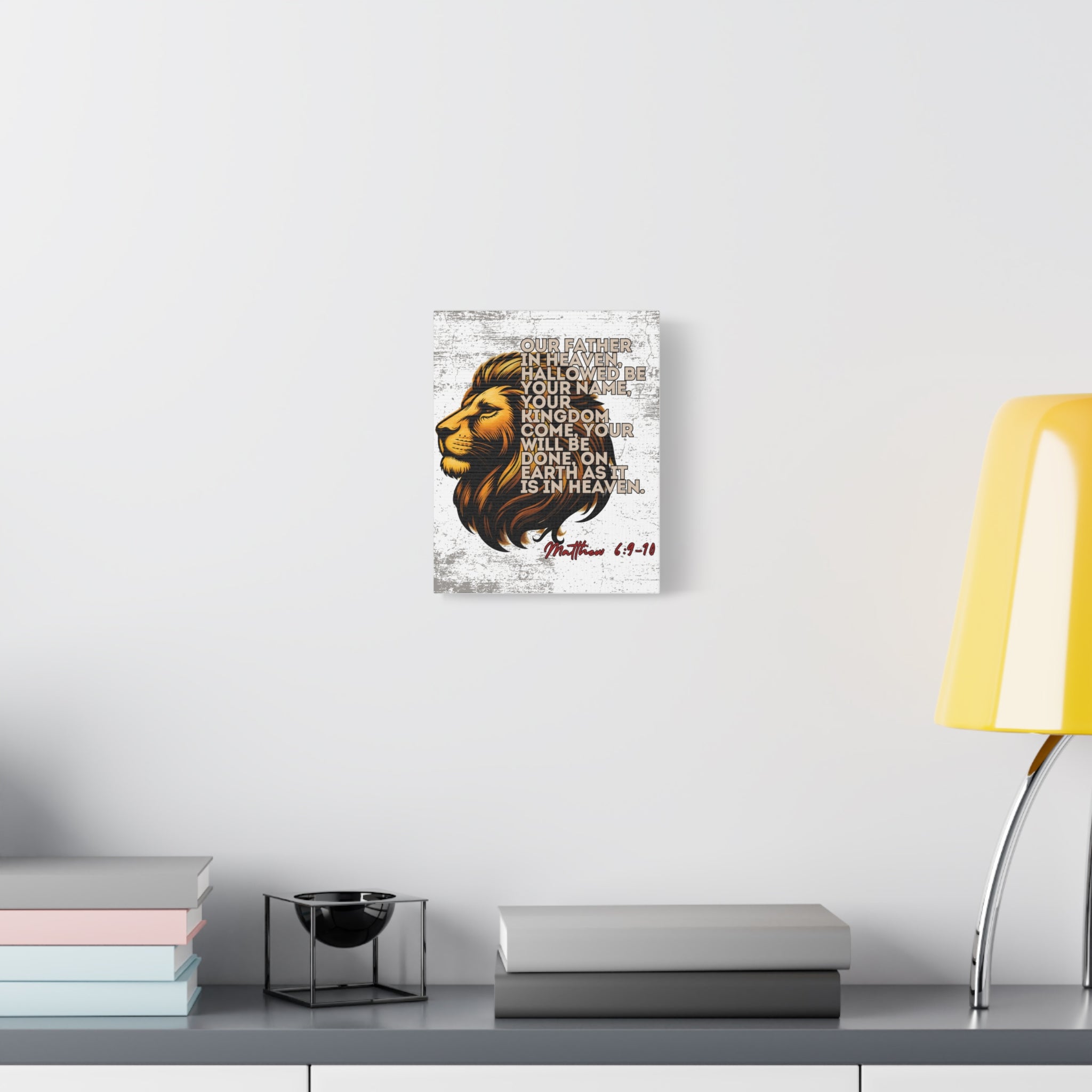 Matthew 6:9-10 Lion Prayer Wall Canvas