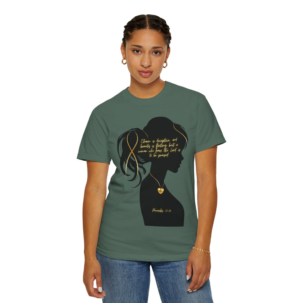 Proverbs 31:30 Gold Heart- T-Shirt
