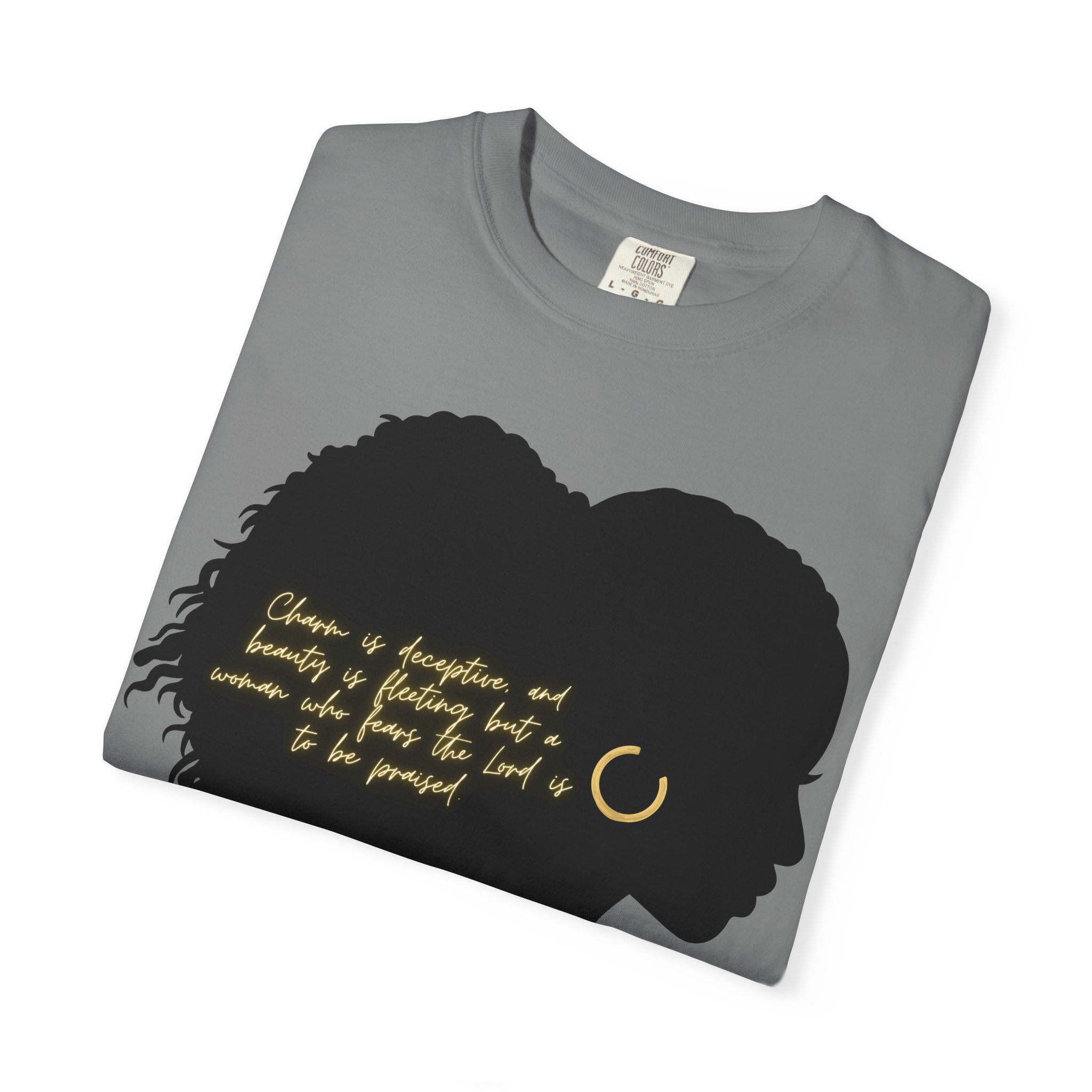 Proverbs 31:30 Gold Earring - T-Shirt