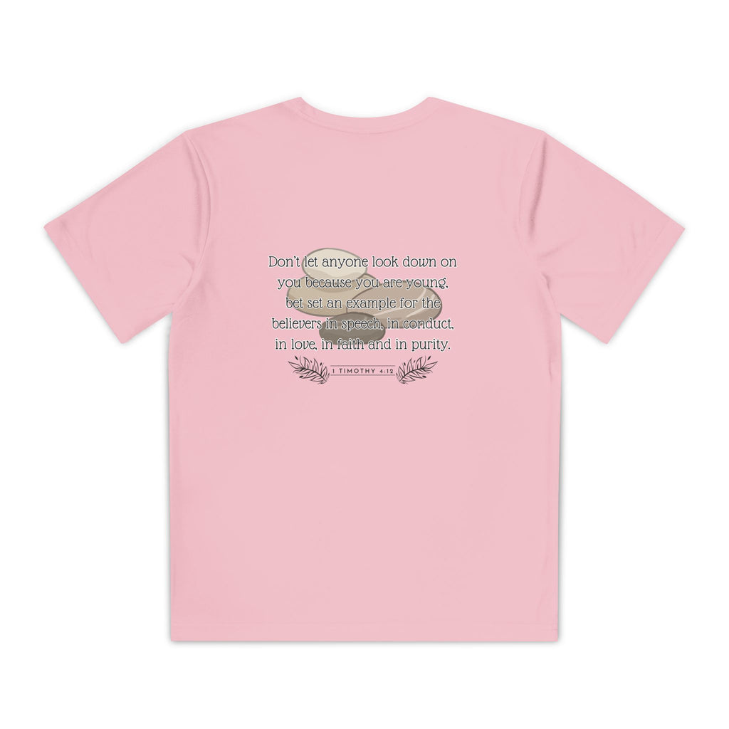 1 Timothy 4:12: 'Small But Mighty' Stones Youth Competitor Tee