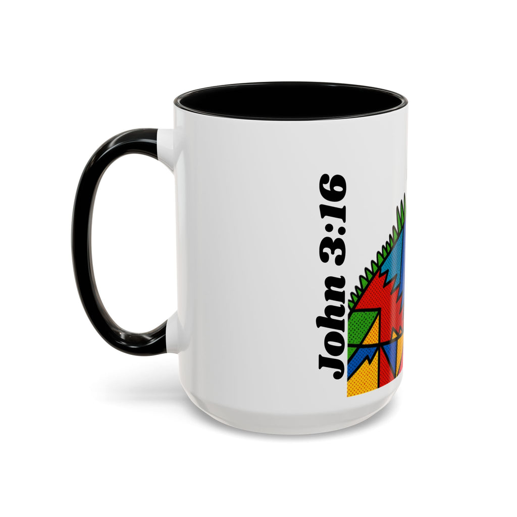 Colorful Christian Cross Accent Coffee Mug — Vibrant Faith Art (11/15oz)
