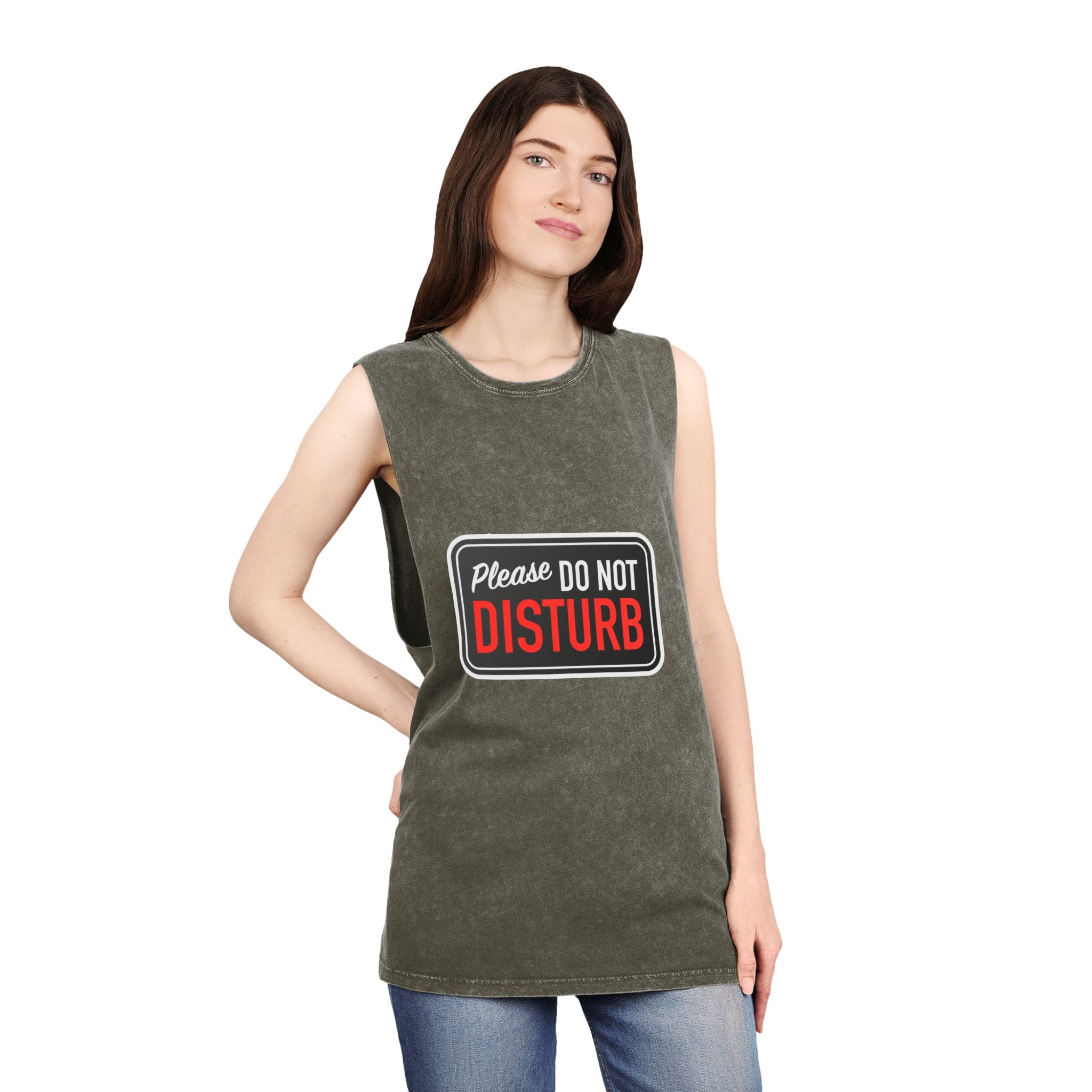 "Please Do Not Disturb: Got Gains & Jesus On My Mind" - Stonewash Tank Top