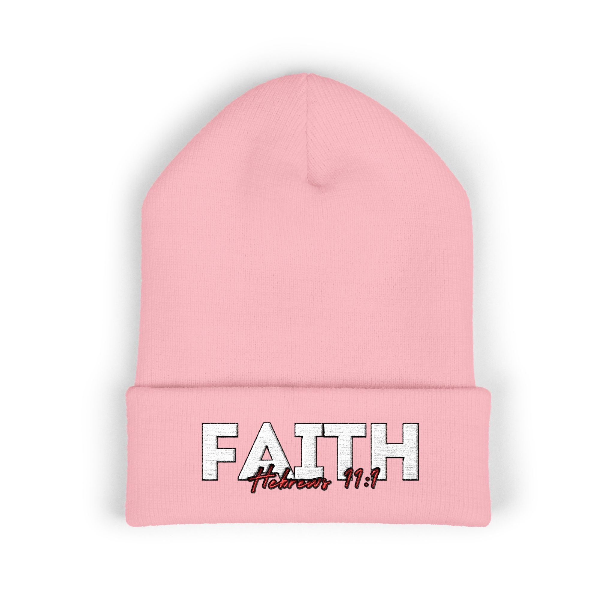 Hebrews 11:1 Faith Embroidered Cuffed Beanie