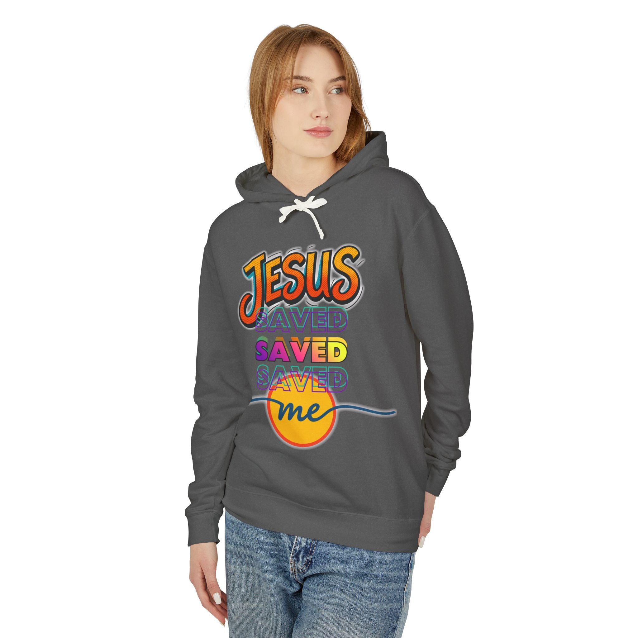 "Jesus Saved Me" Lightweight Hooded Sweatshirt