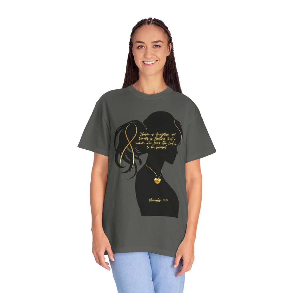Proverbs 31:30 Gold Heart- T-Shirt