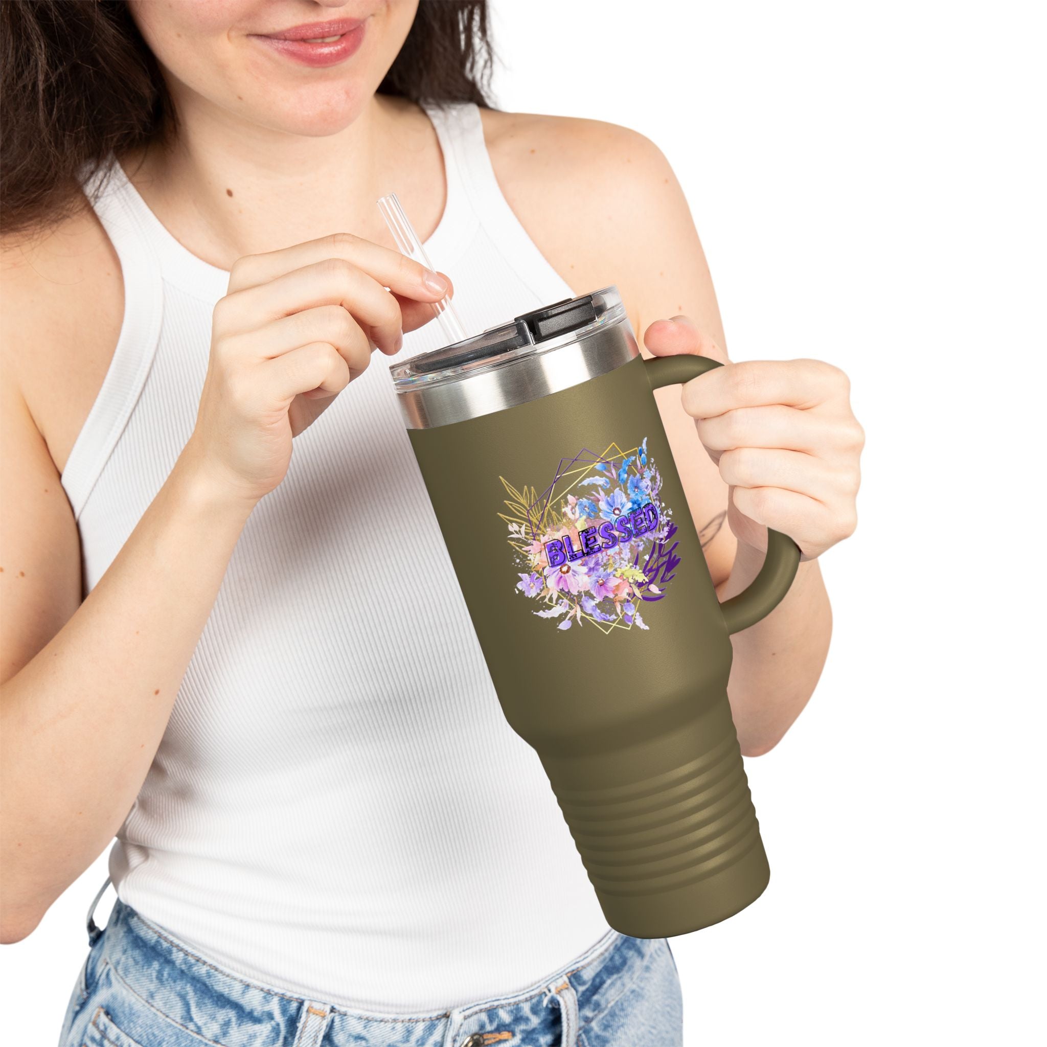 'Blessed' Floral Insulated Travel Mug  40oz