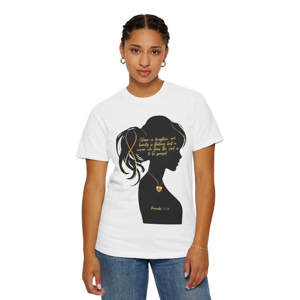 Proverbs 31:30 Gold Heart- T-Shirt