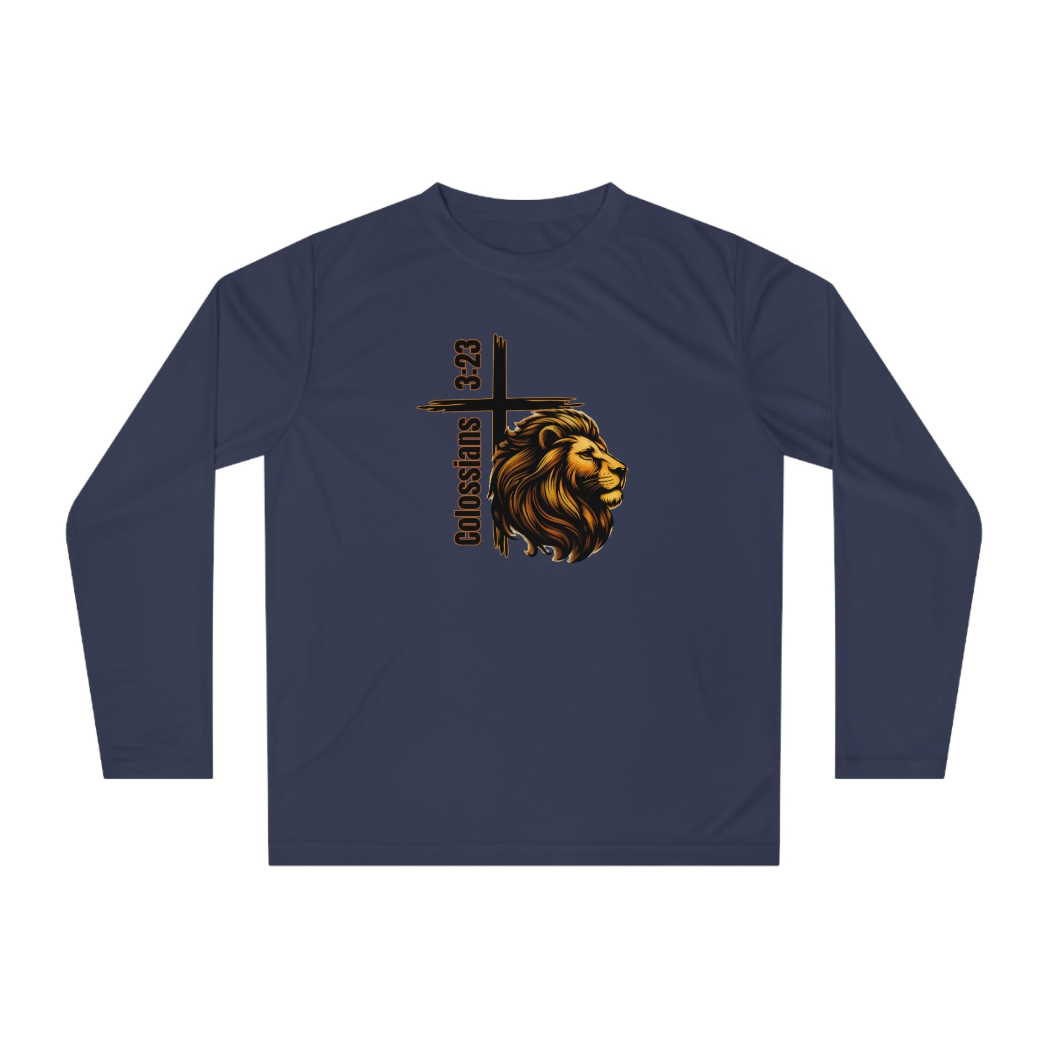 Colossians 3:23: Lion Long Sleeve Performance Shirt