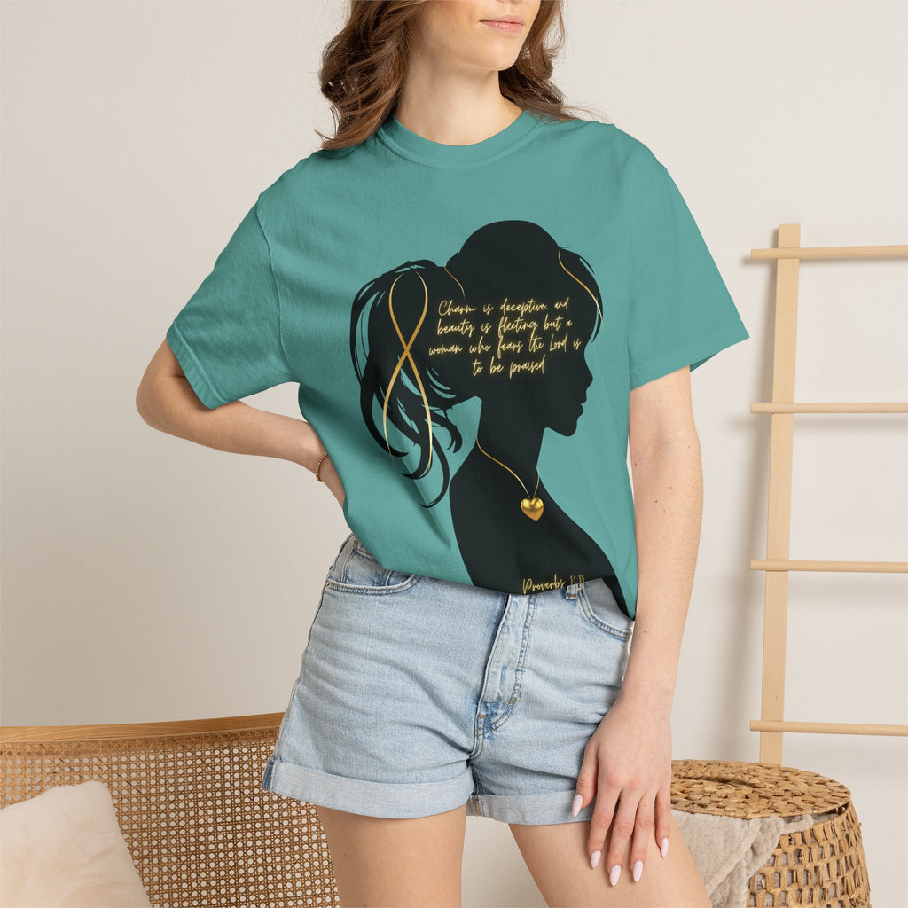 Proverbs 31:30 Gold Heart- T-Shirt