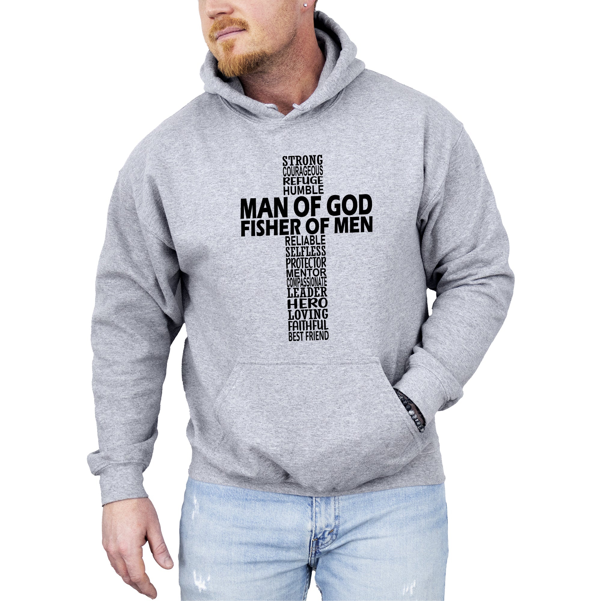 Man of God, Fisher of Men, Gospel, Jesus, Christian, Faith Hoodie, Hooded Sweatshirt
