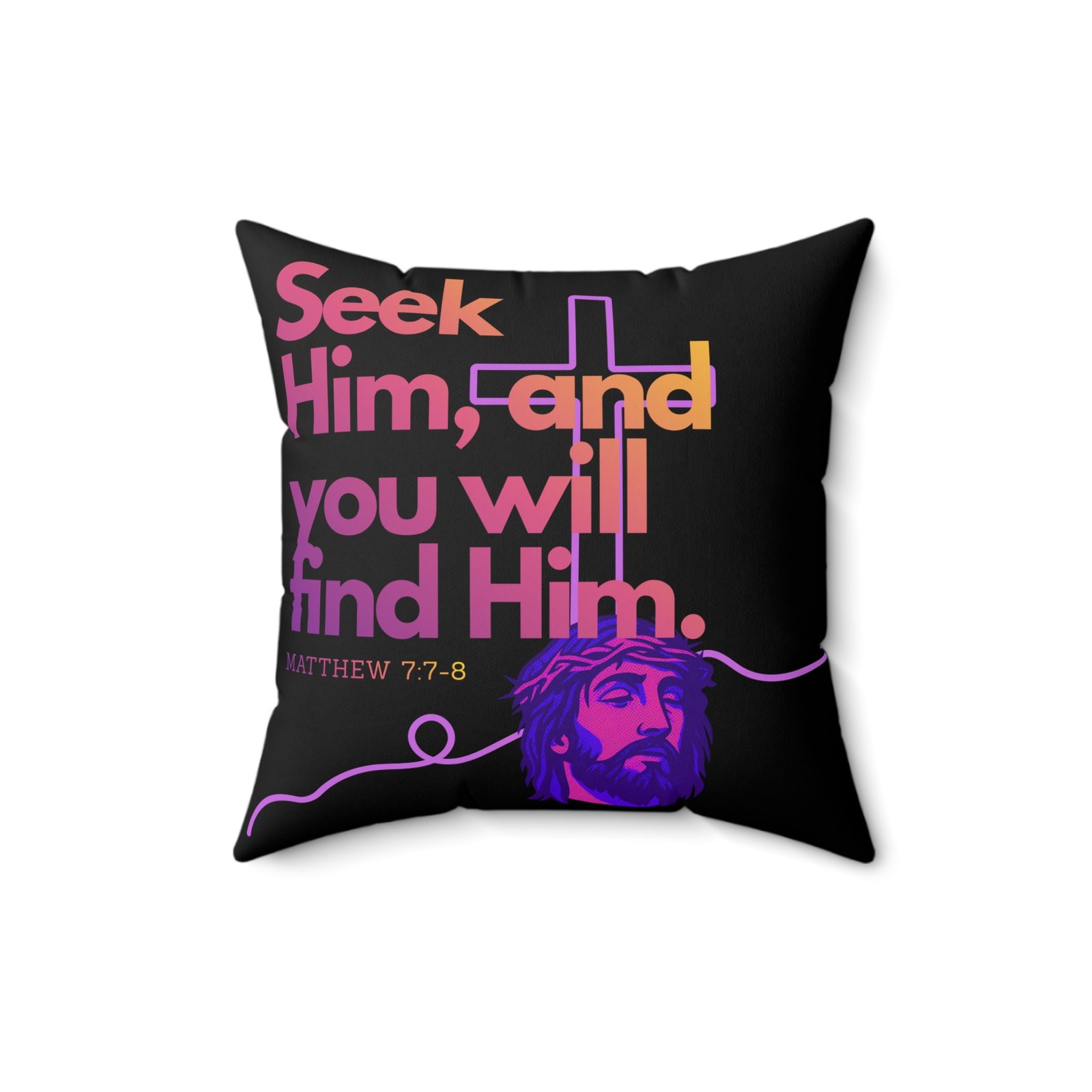 Seek Him: Matthew 7:7-8 Throw Pillow - Image 3
