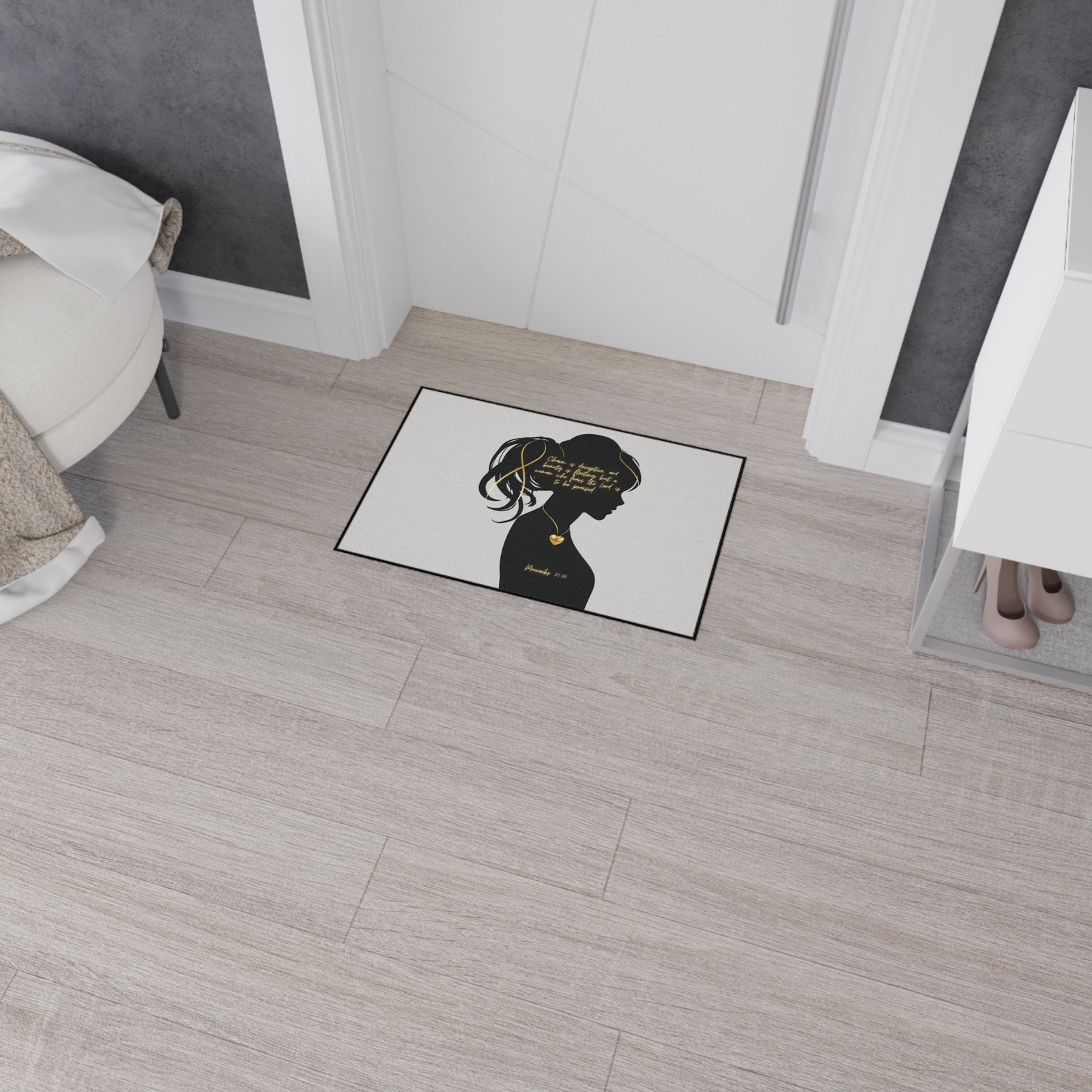 'You Are': Gold Heart — Proverbs 31 Woman Floor Mat - Image 16
