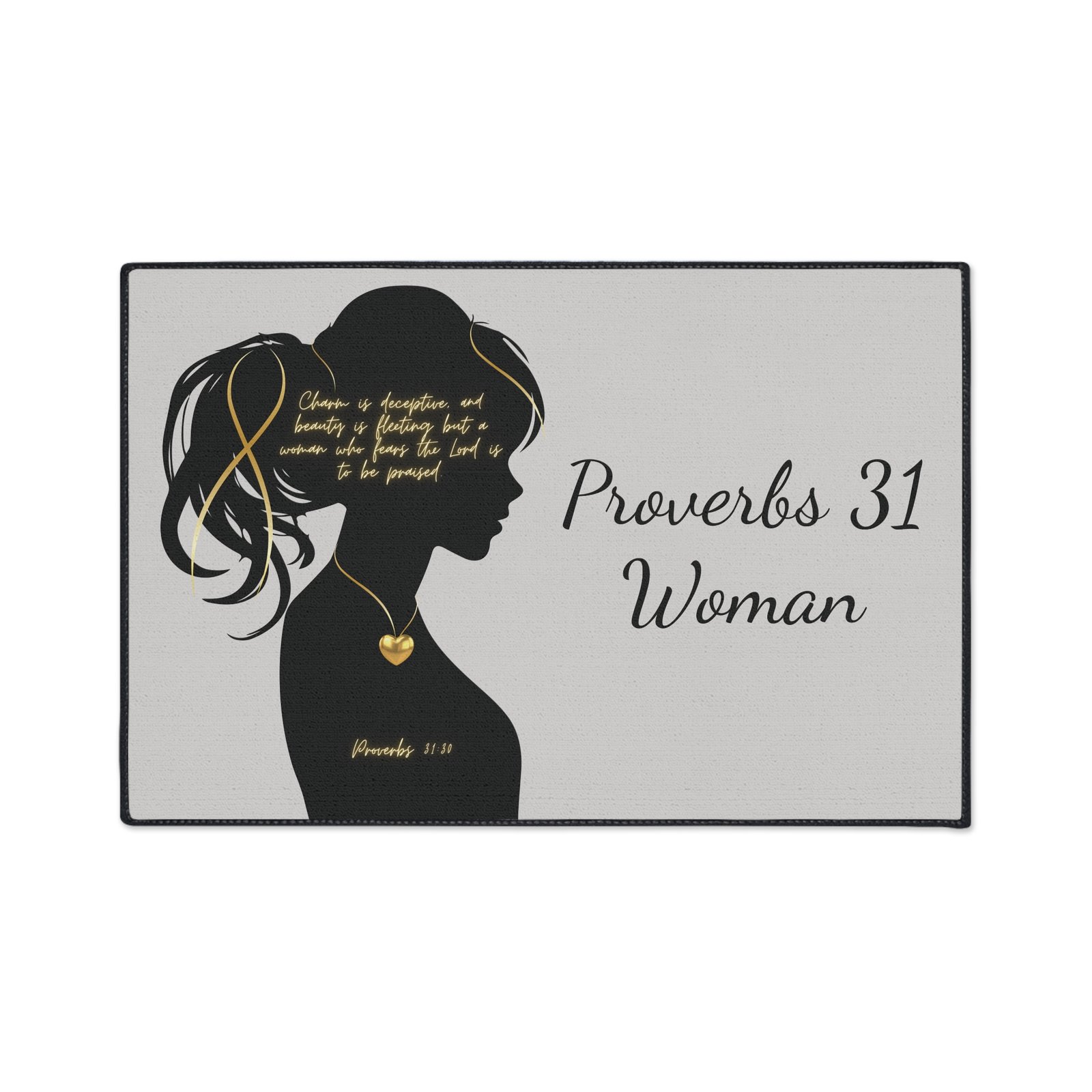 'You Are': Gold Heart — Proverbs 31 Woman Floor Mat - Image 5
