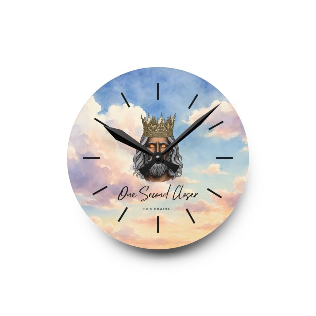 “One Second Closer” King of Kings Cloudscape — Acrylic Wall Clock