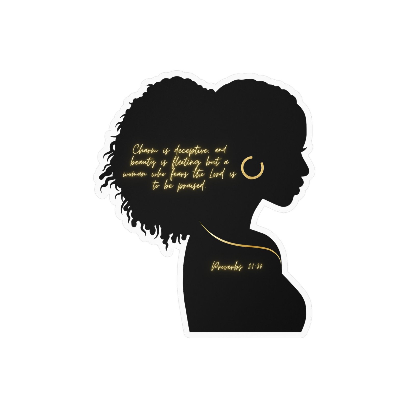 Proverbs 31:30: Gold Earring— Sticker - Image 9