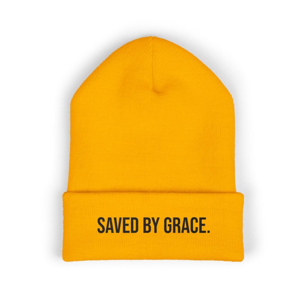 'Saved By Grace' Embroidered Cuffed Beanie