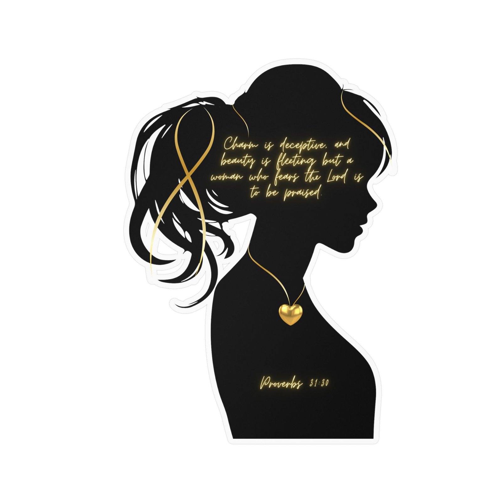 Proverbs 31:30: Gold Heart— Sticker - Image 13