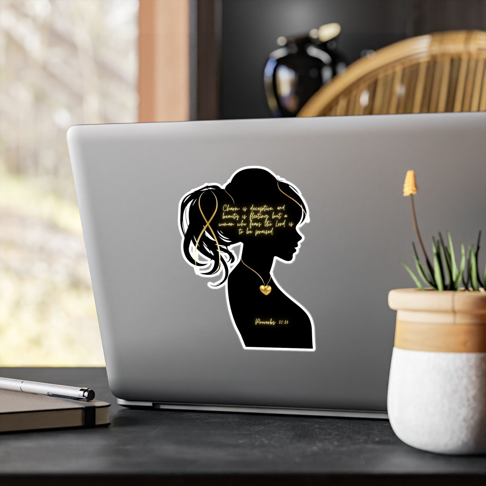 Proverbs 31:30: Gold Heart— Sticker - Image 12