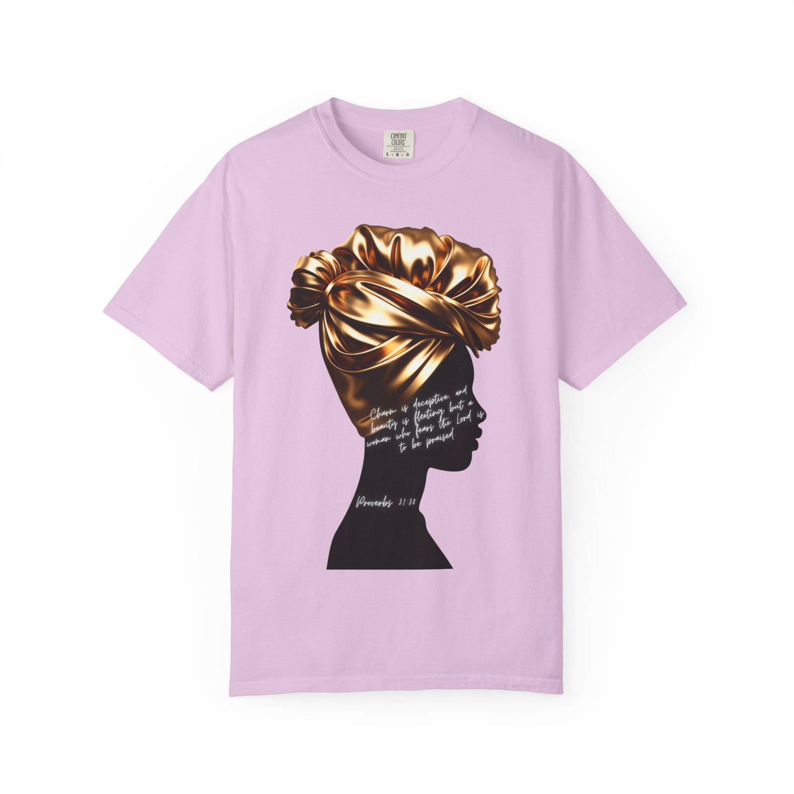 Proverbs 31:30 Gold Headwrap- T-Shirt - Image 13