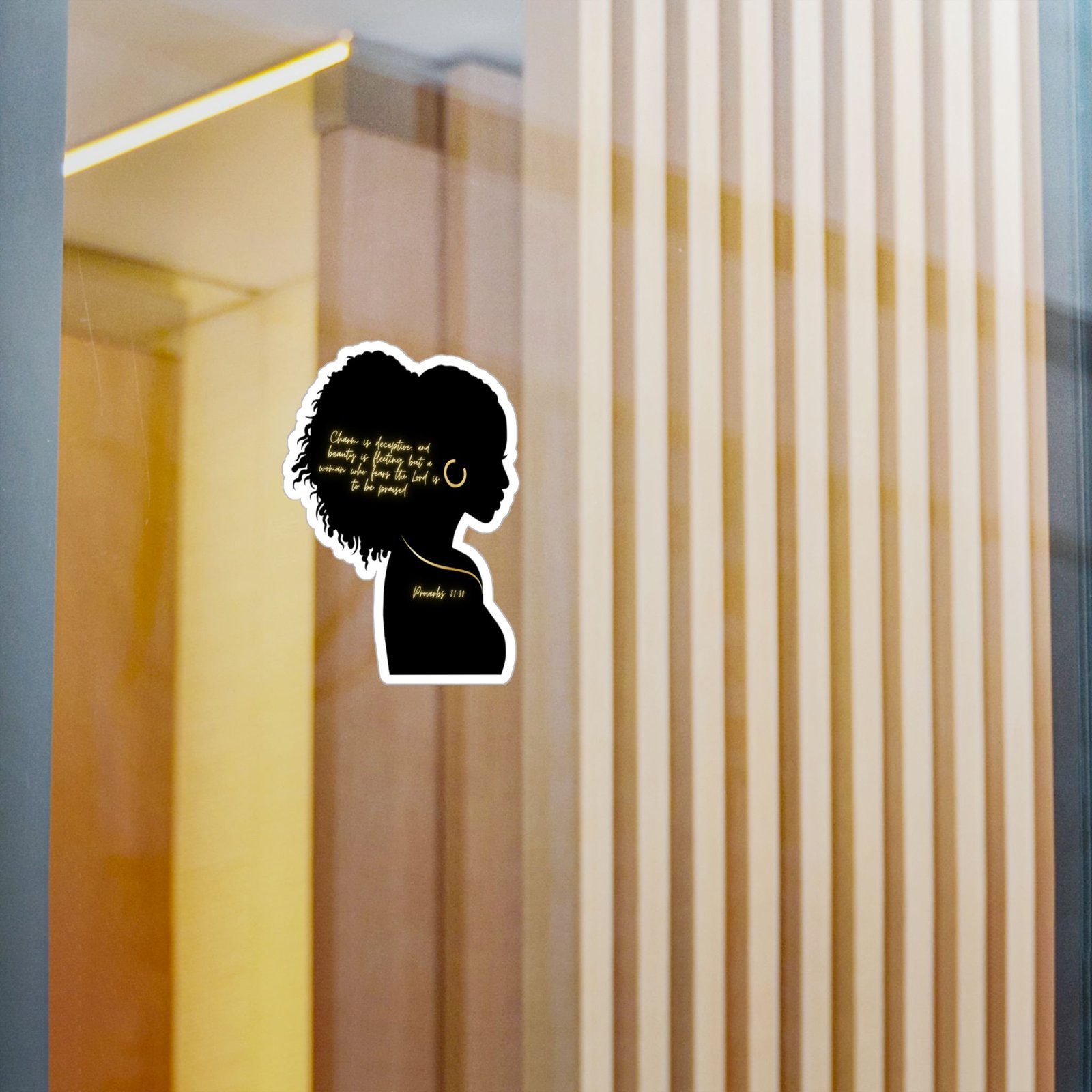 Proverbs 31:30: Gold Earring— Sticker - Image 6