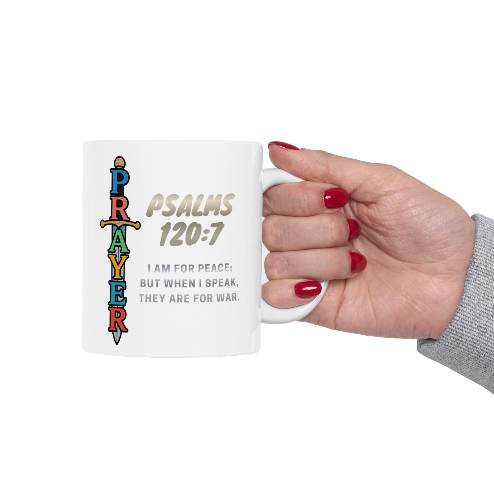 Psalm 120:7: Prayer Sword - Ceramic Mug - Image 5