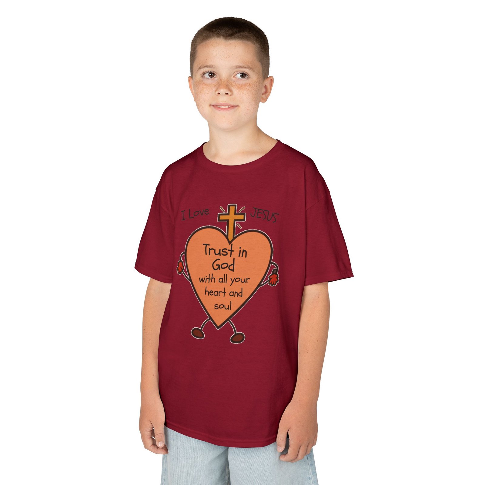 "Trust In God With Your Heart and Soul" - Kids Tee - Image 14