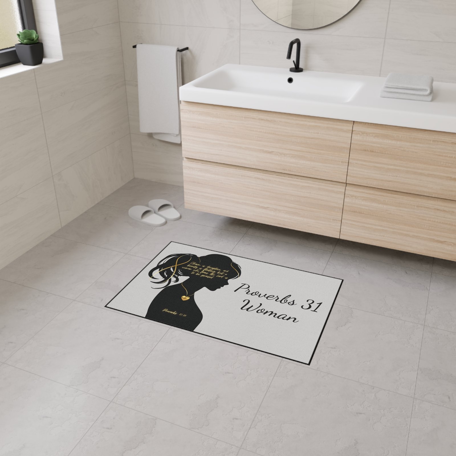 'You Are': Gold Heart — Proverbs 31 Woman Floor Mat - Image 7