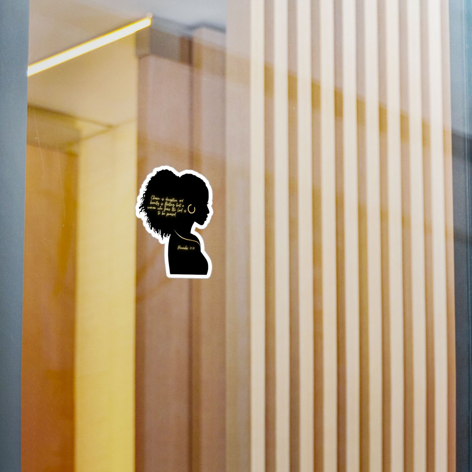 Proverbs 31:30: Gold Earring— Sticker - Image 2