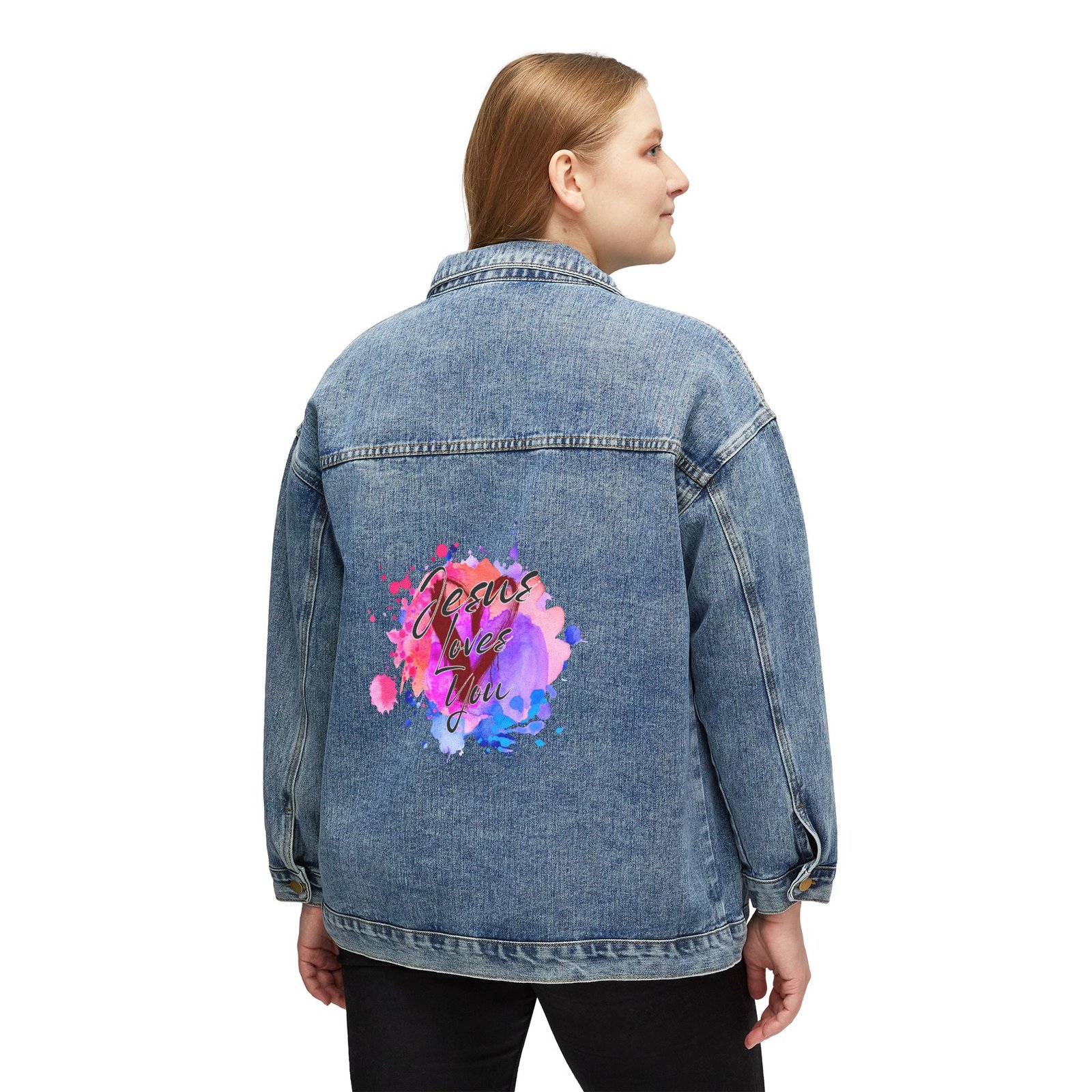 "Jesus Loves You" - Denim Jacket - Image 3